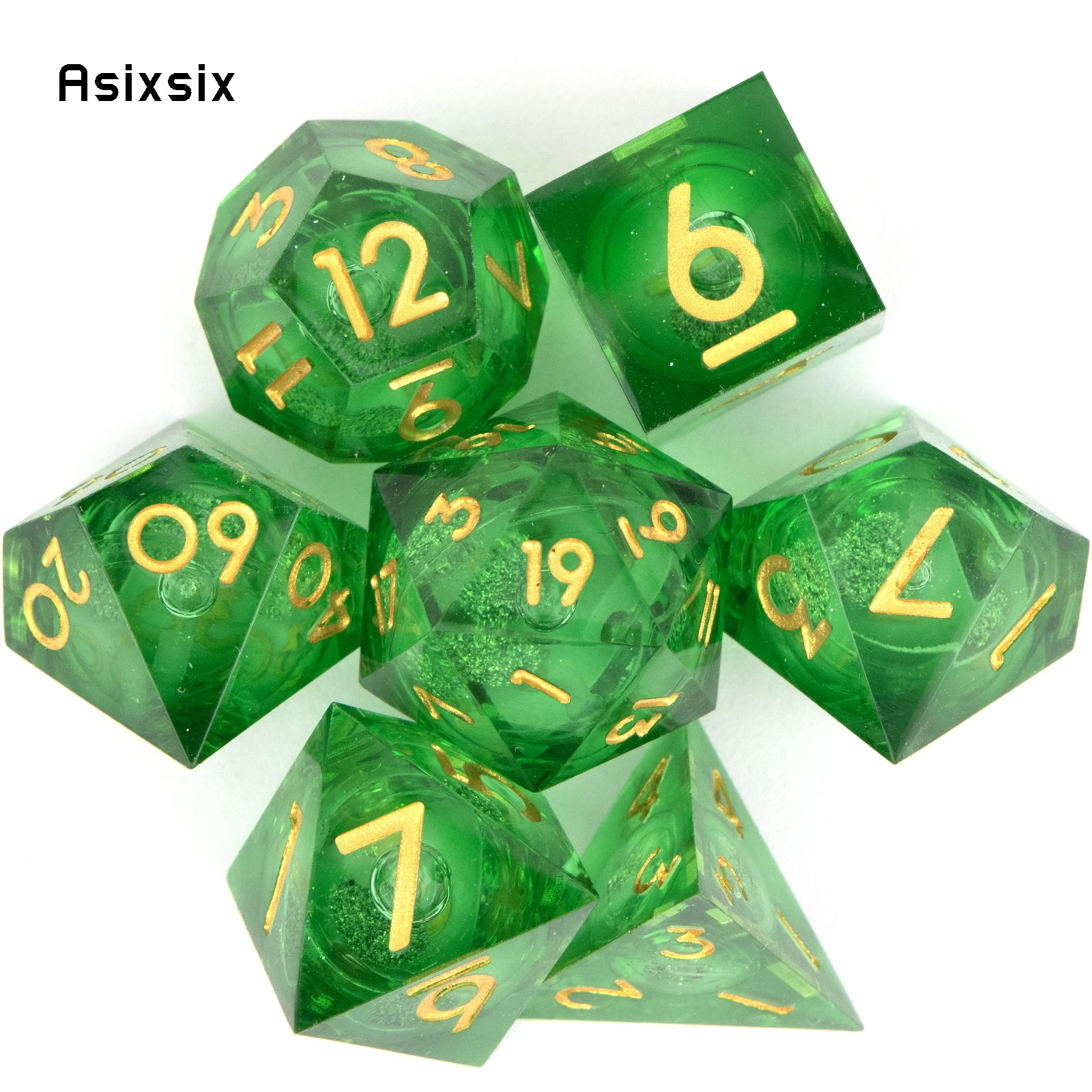 Board Game Rpg - 7 Pcs Green Golden Number Flowing