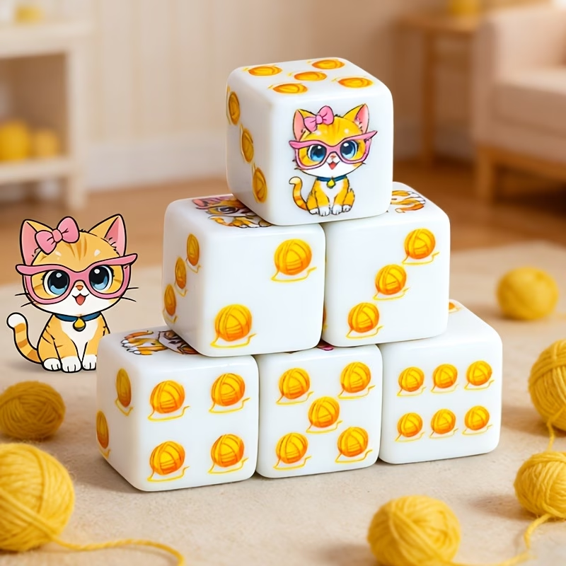 Board Game Rpg - CANDYPIXEL 6PcsCat D6 Dice Set, suitable