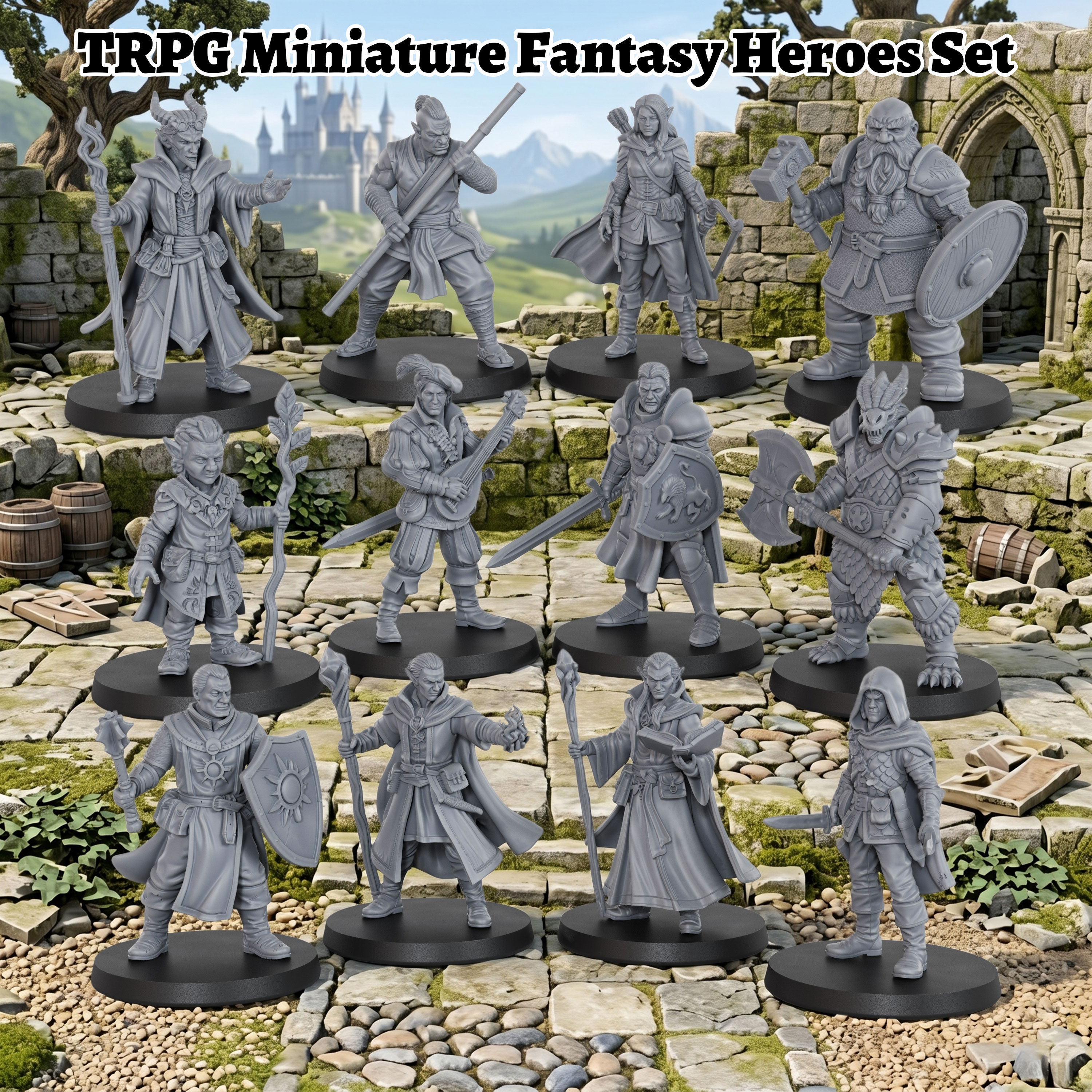 Board Game Zombie - Heroes Mini Set 25mm/1:64 Scale, Vivid