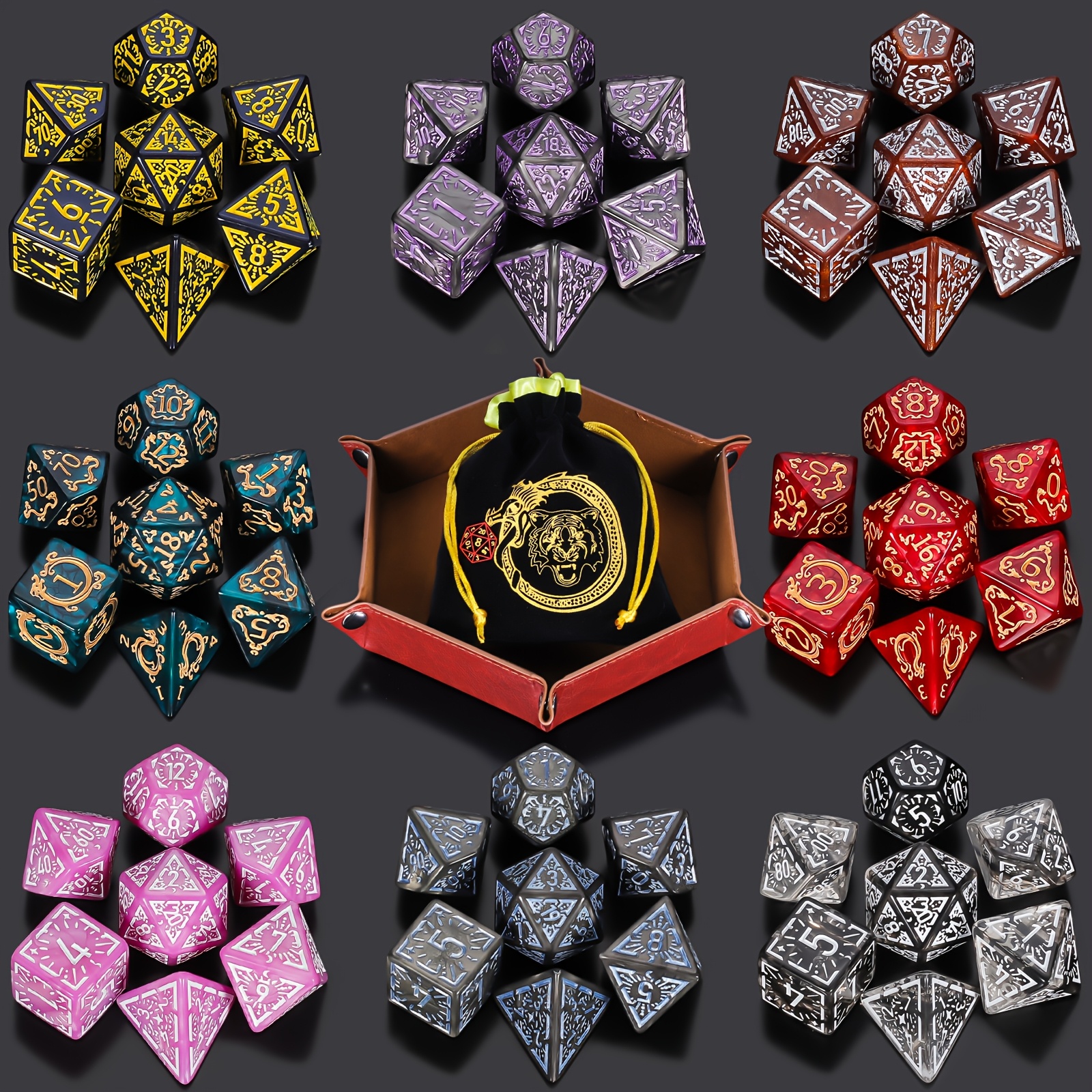 Board Game Rpg - DND 6/8/12 dice sets Double-Colors multi-faceted