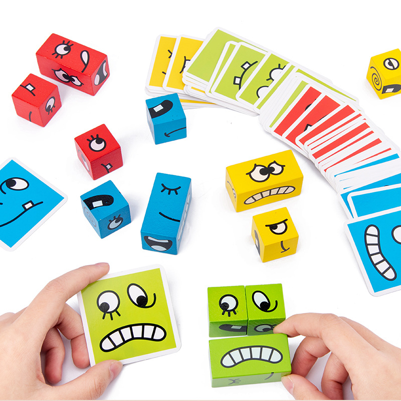 Board Game With Questions - 1Pcs Expressions Matching Puzzles Games Wooden