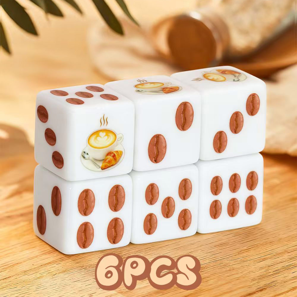 Board Game Cafe - 6Pcs Coffee & Croissant Pattern D6