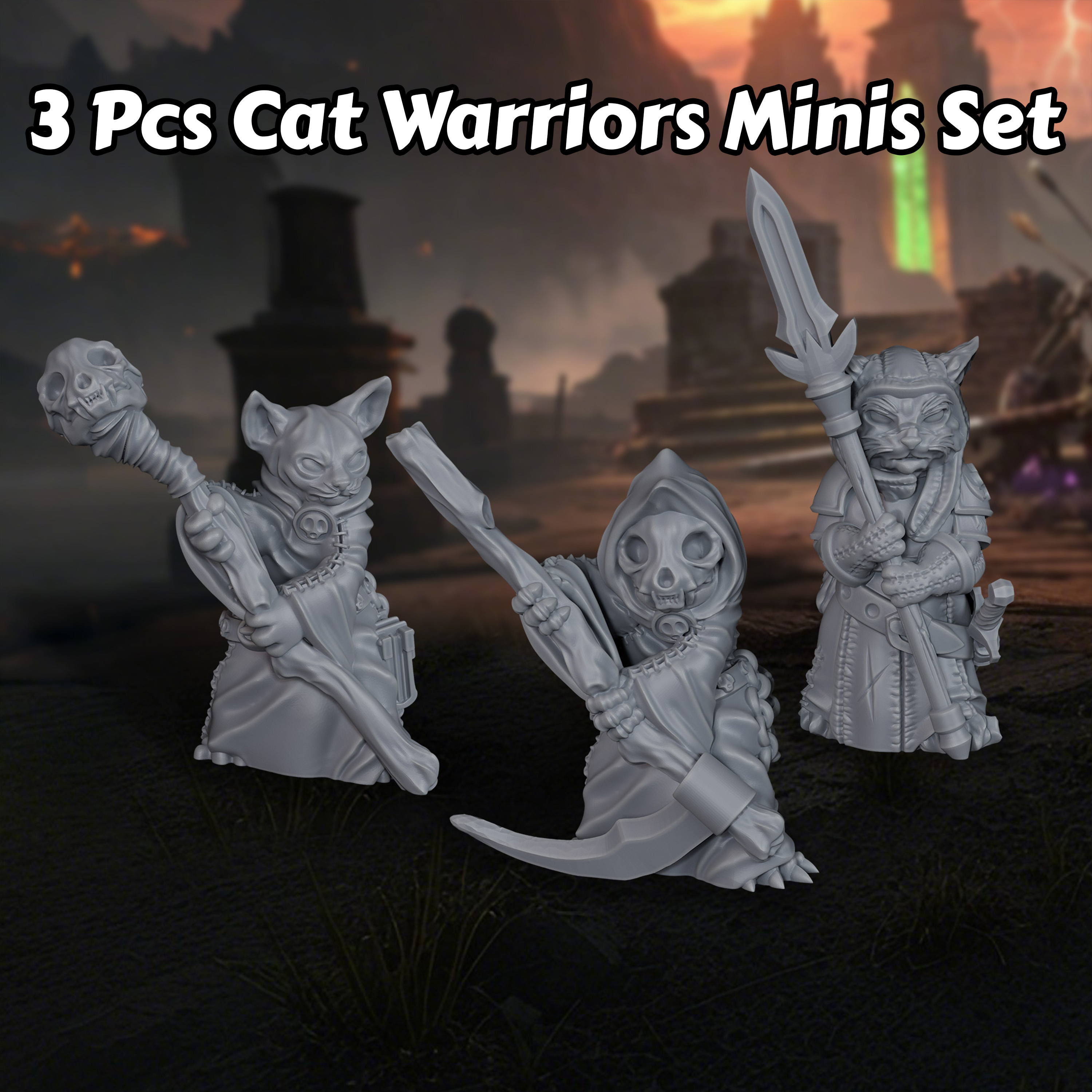 Three Cat Warriors Miniatures  – Board Game Rpg Bewertung und Preis