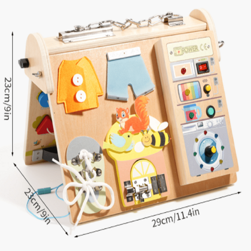 Wooden 4-in-1 Busy Board with  – Board Game Education Bewertung und Preis