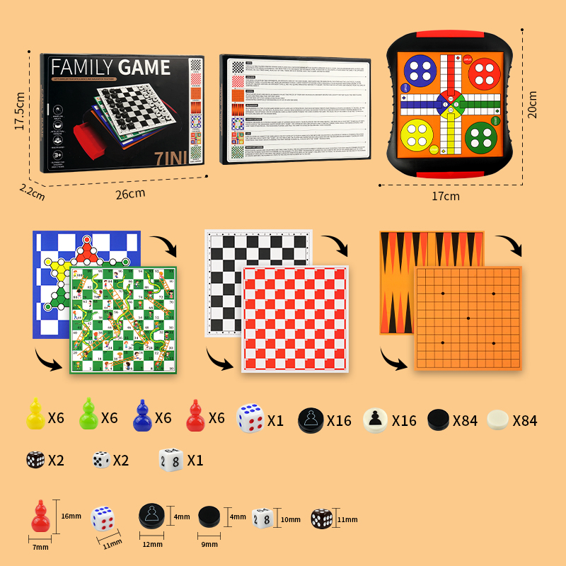 3-in-1/5-in-1/7-in-1 board gam – Board Game Ludo Bewertung und Preis